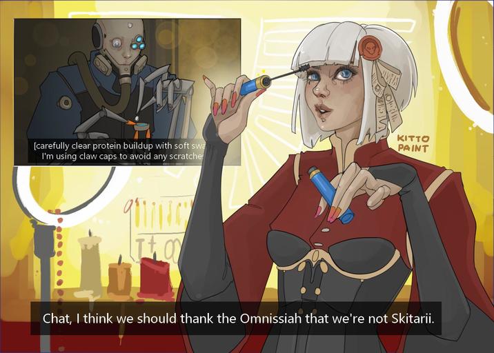 [carefully clear protein buildup with soft swa I'm using claw caps to avoid any scratche KITTO PAINT Chat, I think we should thank the Omnissiah that we're not Skitarii.