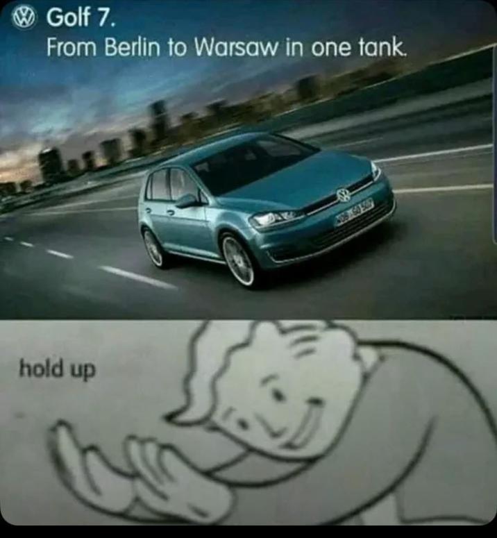 <Golf 7. From Berlin to Warsaw in one tank. hold up
