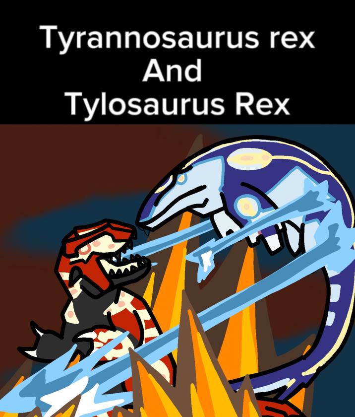 Tyrannosaurus rex And Tylosaurus Rex