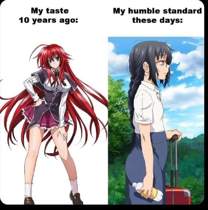 My taste 10 years ago: My humble standard these days: