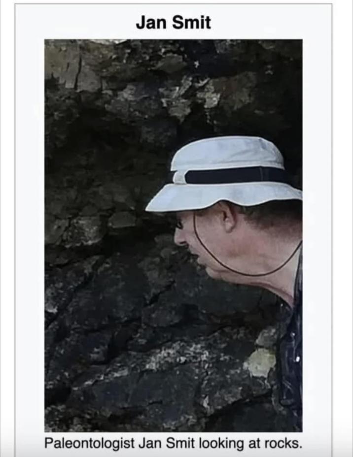 Jan Smit Paleontologist Jan Smit looking at rocks.