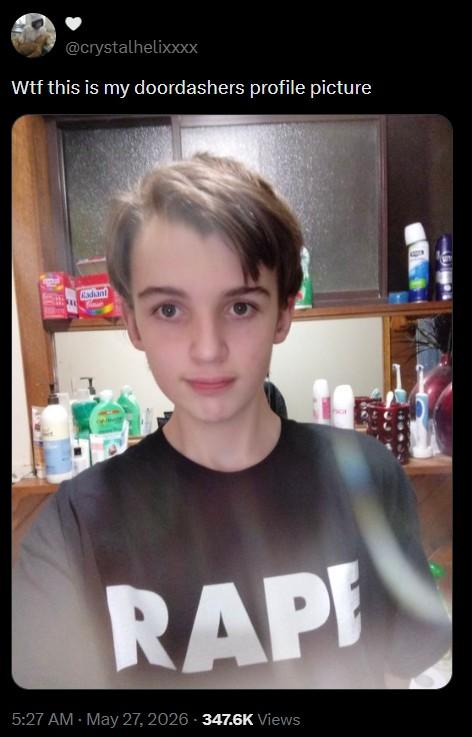 @crystalhelixxxx W-- this is my doordashers profile picture Cadant R--- 5:27 AM - May 27, 2026 - 347.6K Views