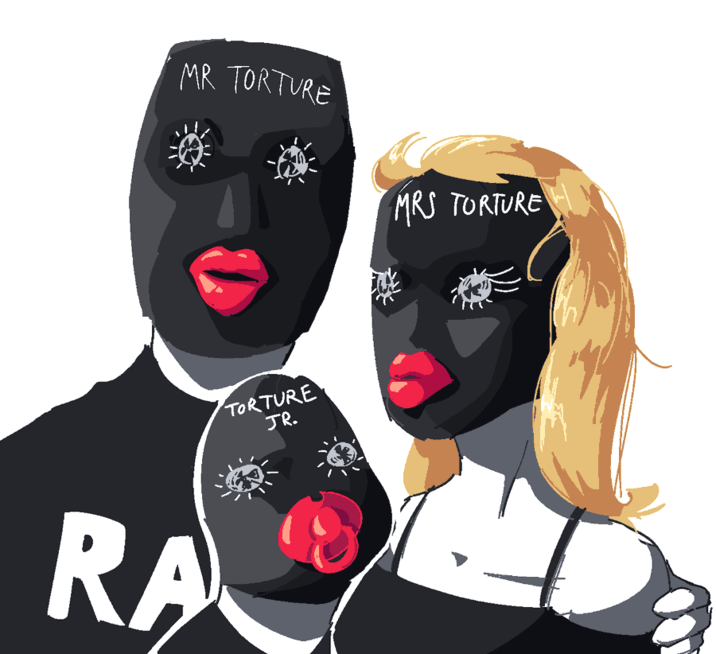 Artwork of Mr. Torture and his family. The art is by MareoinAddict.