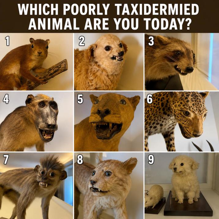 1 WHICH POORLY TAXIDERMIED ANIMAL ARE YOU TODAY? 2 3 4 7 เอ 5 6 8 9