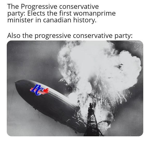 The Progressive conservative party: Elects the first womanprime minister in canadian history. Also the progressive conservative party: