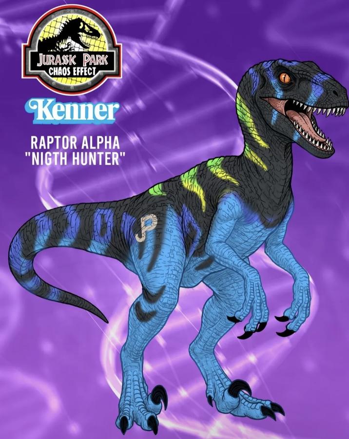 JURASSK PARK CHAOS EFFECT Kenner RAPTOR ALPHA "NIGTH HUNTER"