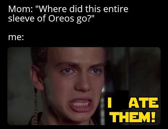 Mom: "Where did this entire sleeve of Oreos go?" me: LATE THEM!