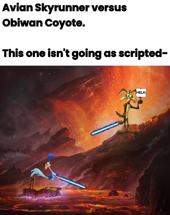 Avian Skyrunner versus Obiwan Coyote. This one isn't going as scripted- HELP!