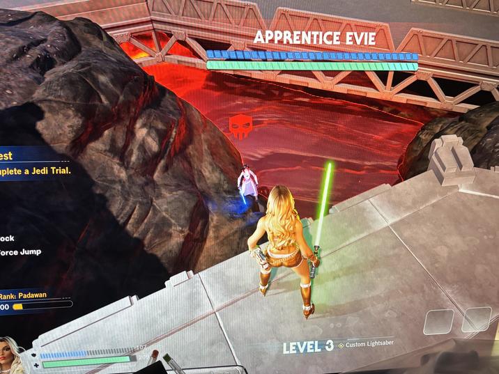 est plete a Jedi Trial. ock Force Jump Rank: Padawan 00 APPRENTICE EVIE 209 LEVEL 3 Custom Lightsaber t 107