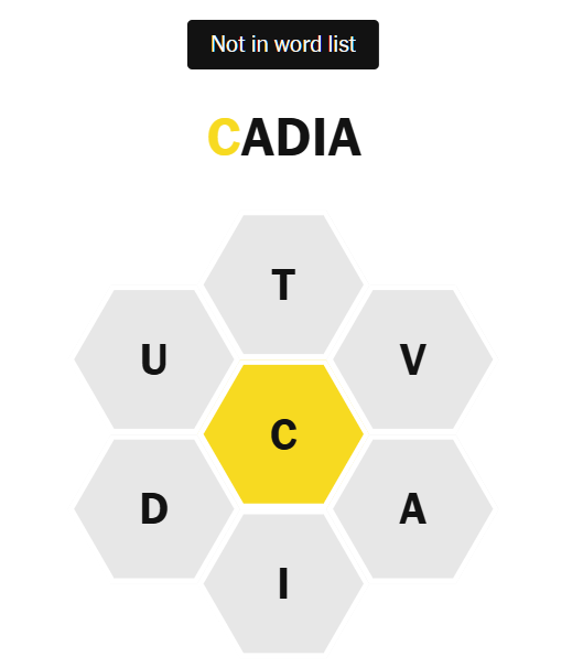 Not in word list CADIA U T с V D A