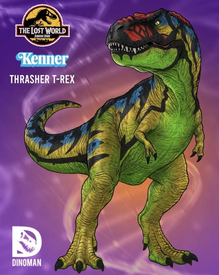 THE LOST WORLD JURASSIC PARK Kenner THRASHER T-REX DINOMAN