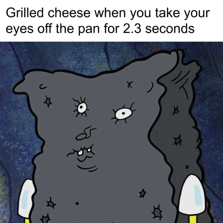 Grilled cheese when you take your eyes off the pan for 2.3 seconds