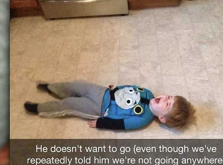 He doesn't want to go (even though we've repeatedly told him we're not going anywhere