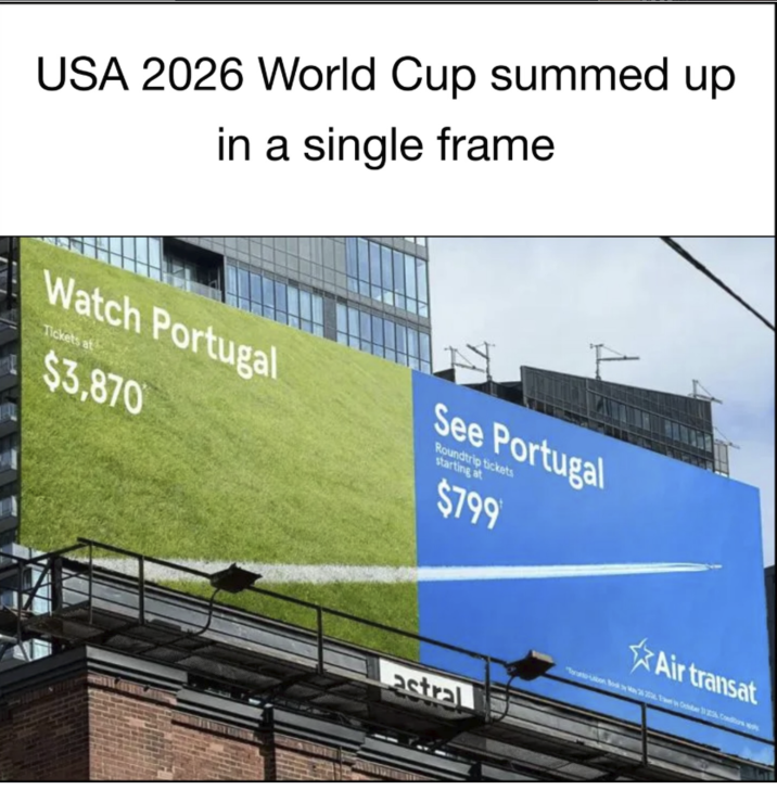USA 2026 World Cup summed up in a single frame Watch Portugal Tickets at $3,870 See Portugal Roundtrip tickets starting at $799 astral Air transat