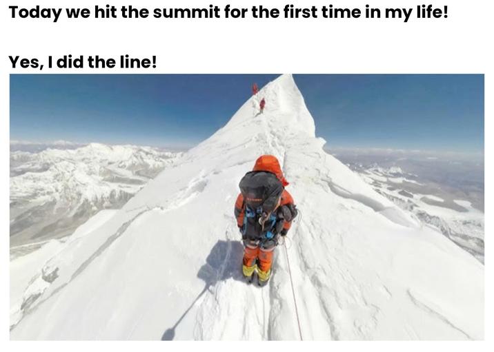 Today we hit the summit for the first time in my life! Yes, I did the line!
