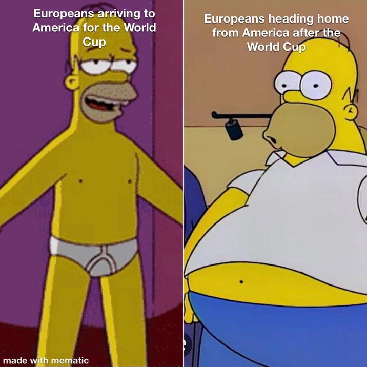 Europeans arriving to America for the World Cup Europeans heading home from America after the World Cup made with mematic