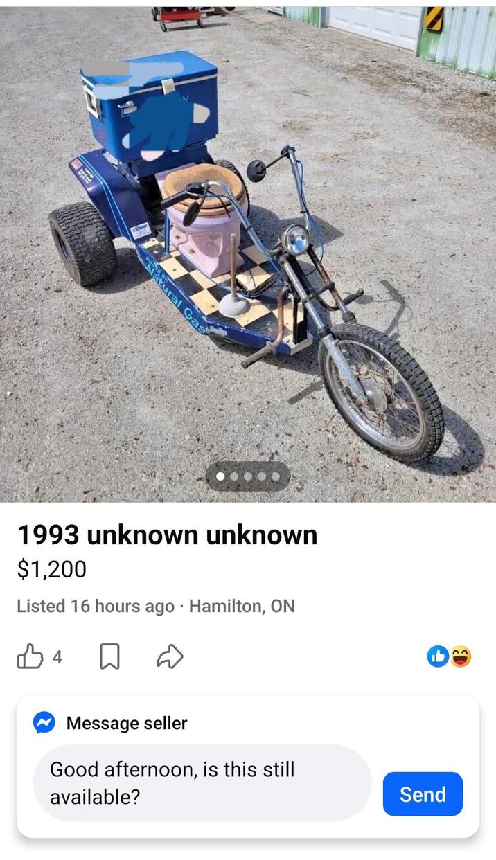 tural Gas 1993 unknown unknown $1,200 Listed 16 hours ago Hamilton, ON B4 Message seller Good afternoon, is this still available? Send