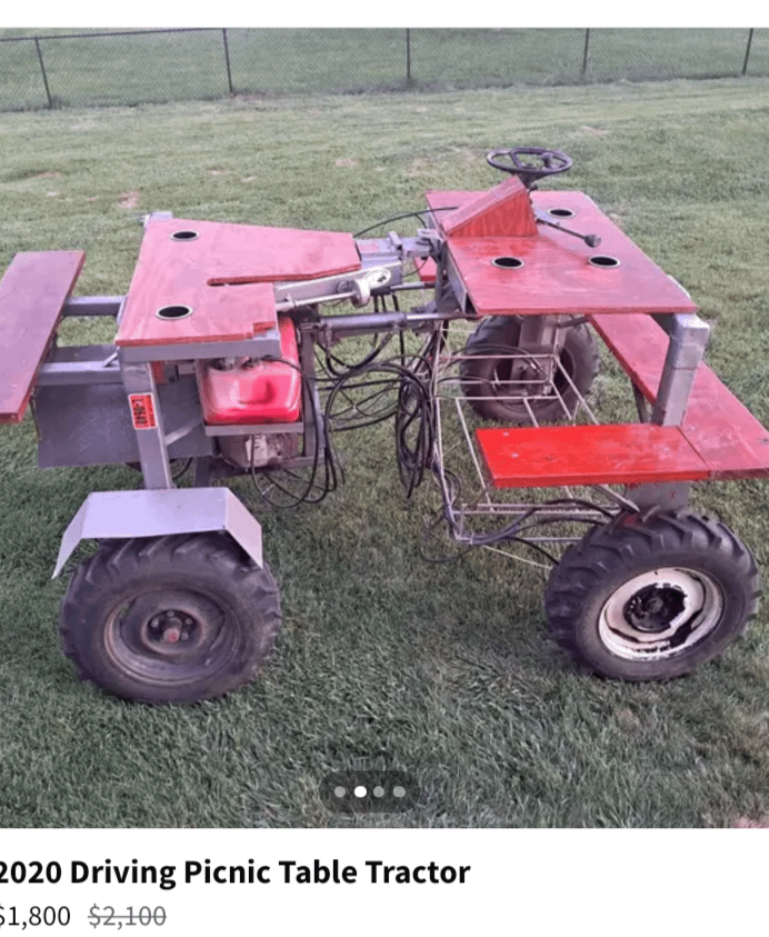 L-0640 2020 Driving Picnic Table Tractor $1,800 $2,100