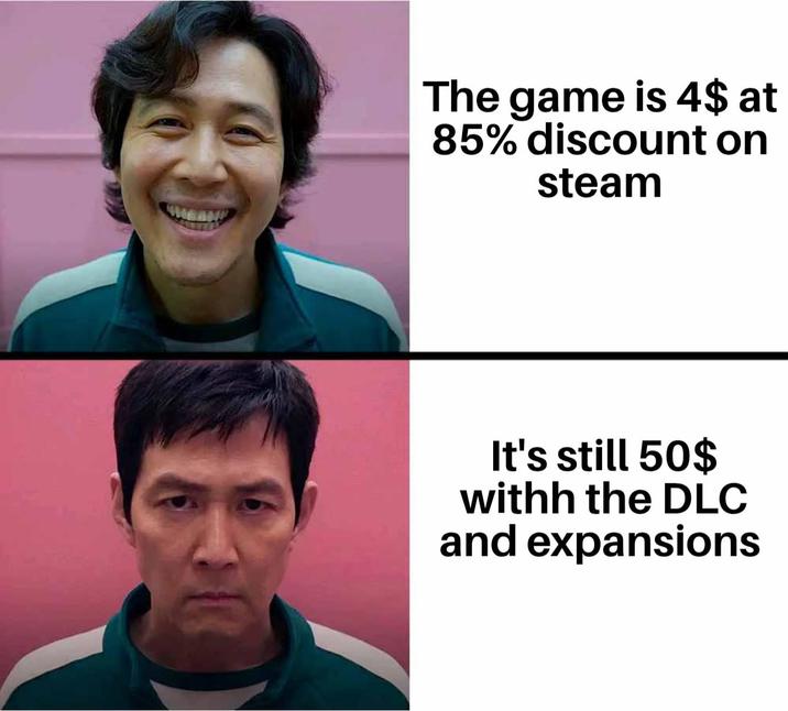 The game is 4$ at 85% discount on steam It's still 50$ withh the DLC and expansions
