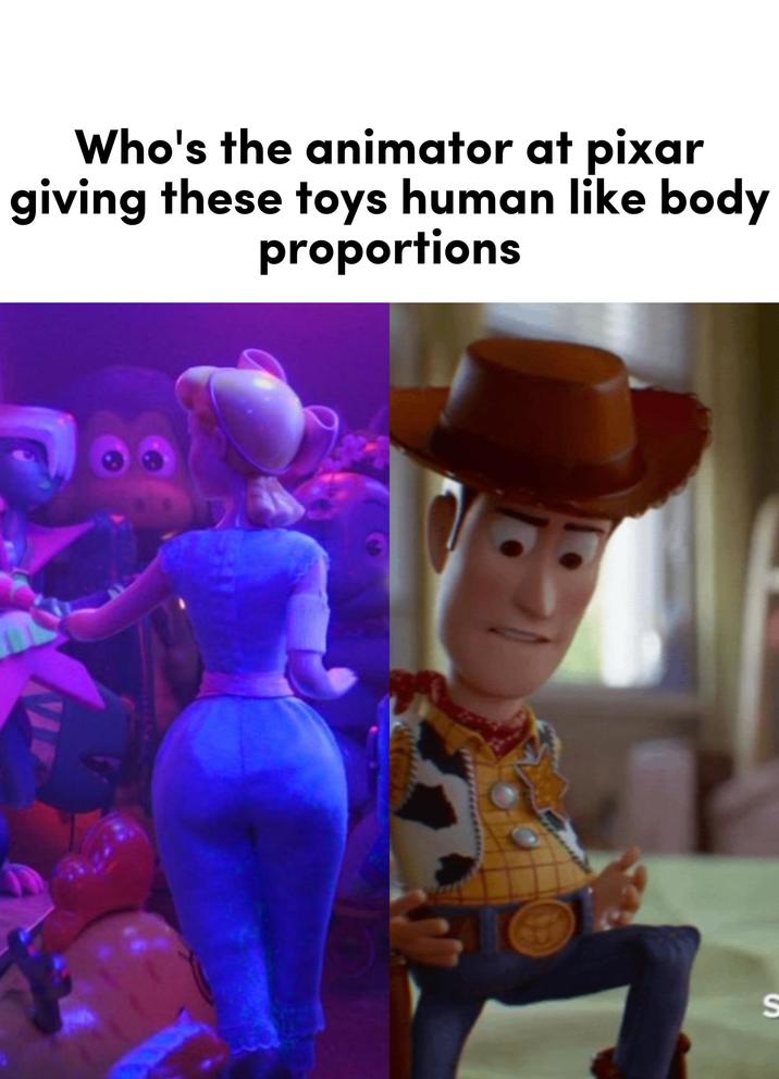 Who's the animator at pixar giving these toys human like body proportions S
