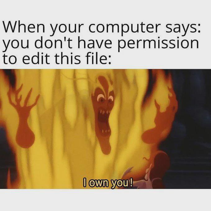 When your computer says: you don't have permission to edit this file: I own you!