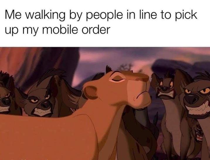 Me walking by people in line to pick up my mobile order