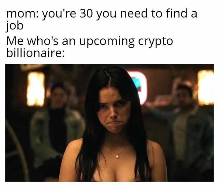 mom: you're 30 you need to find a job Me who's an upcoming crypto billionaire: