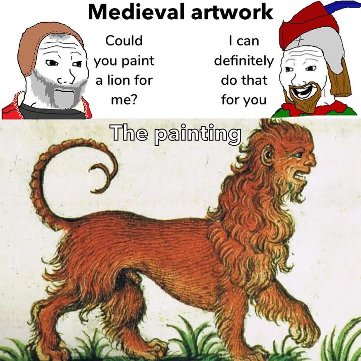 Medieval artwork Could you paint a lion for me? I can definitely do that for you The painting