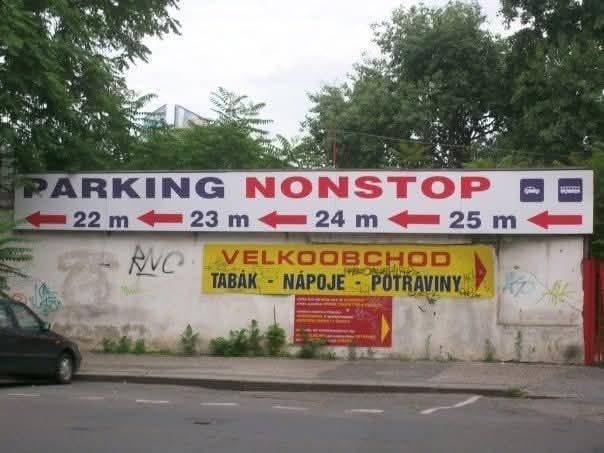 PARKING NONSTOP 22 m 23 m 24 m 25 m ANC VELKOOBCHOD TABAK NAPOJE POTRAVINY