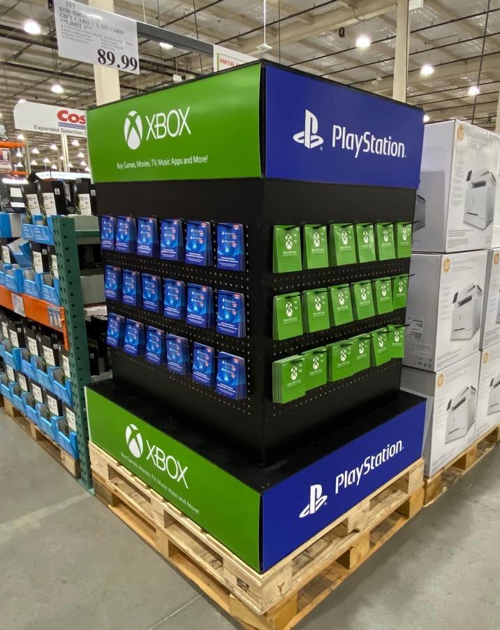 353 $100 XBOX GIFT CARD 2X S50 CARD LIMIT SOCIAL 89.99 XBOX Buy Games, Movies, TV, Music Apps and More! Cos Expanded Selection C XBOX Bay Games, Moves TV Music Apps and More! PlayStation PlayStation