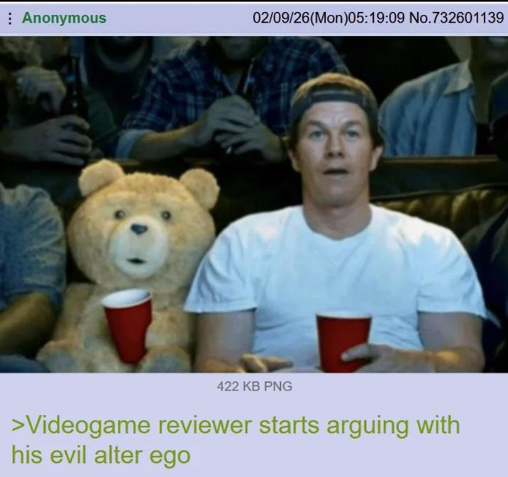Anonymous 02/09/26(Mon)05:19:09 No.732601139 422 KB PNG >Videogame reviewer starts arguing with his evil alter ego