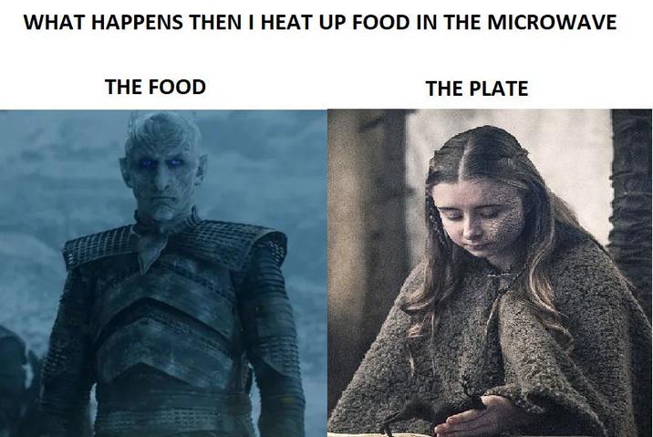 WHAT HAPPENS THEN I HEAT UP FOOD IN THE MICROWAVE THE FOOD THE PLATE