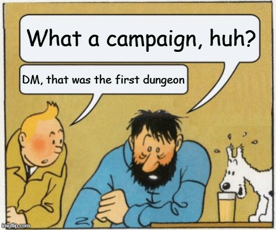 What a campaign, huh? DM, that was the first dungeon imgflip.com