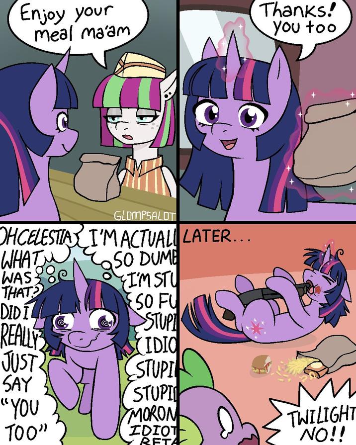 Enjoy your meal ma'am Thanks! You too GLOMPSALOT OHCELESTIA I'M ACTUAL LATER... WHAT WAS THAT? SO DUMB I'M STU SO FU DID I STUPI REALLY IDIO JUST STUPI SAY STUPI "YOU MORON TOO" IDIOT RETA TWILIGHT NO!!