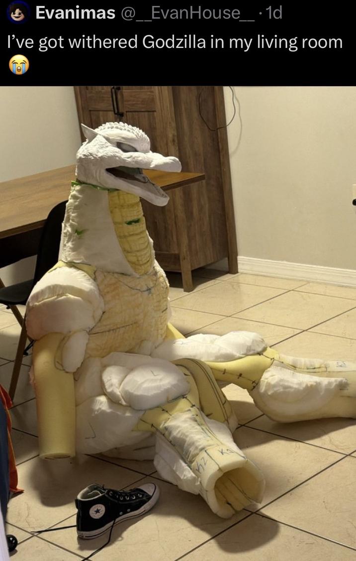 . Evanimas @___EvanHouse_ • 1d I've got withered Godzilla in my living room.
