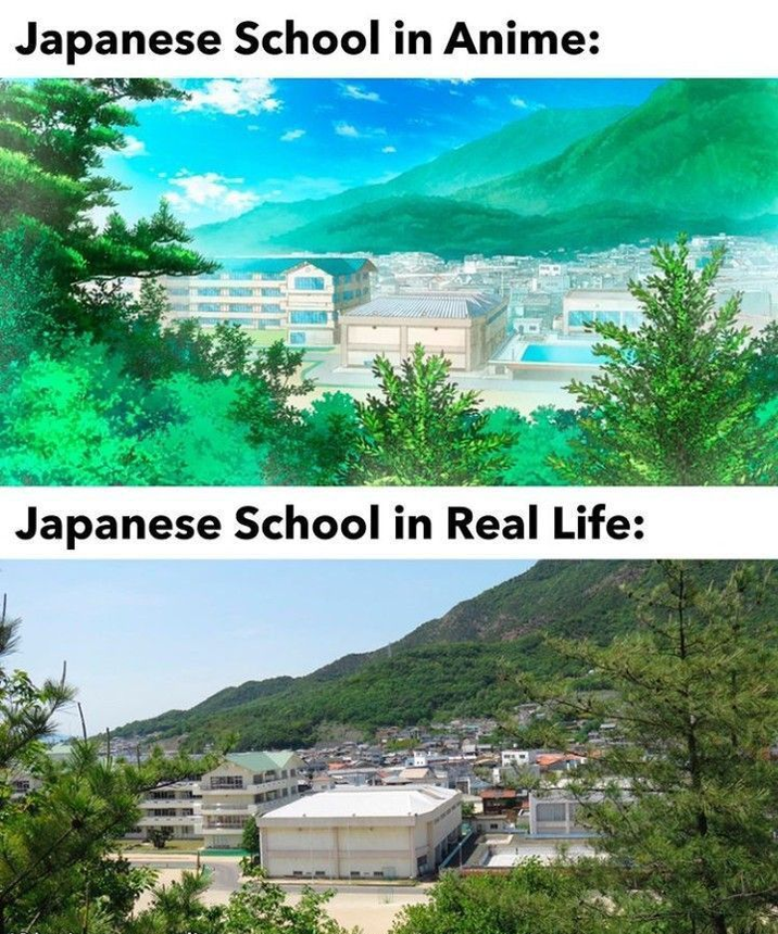 Japanese School in Anime: Japanese School in Real Life: