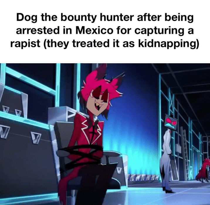 Dog the bounty hunter after being arrested in Mexico for capturing a r----- (they treated it as kidnapping) V