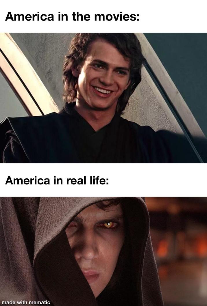 America in the movies: America in real life: made with mematic