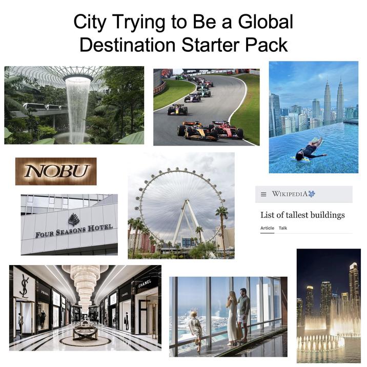 City Trying to Be a Global Destination Starter Pack NOBU FOUR SEASONS HOTEL PRADA CHANEL CHANEL WIKIPEDIA List of tallest buildings Article Talk