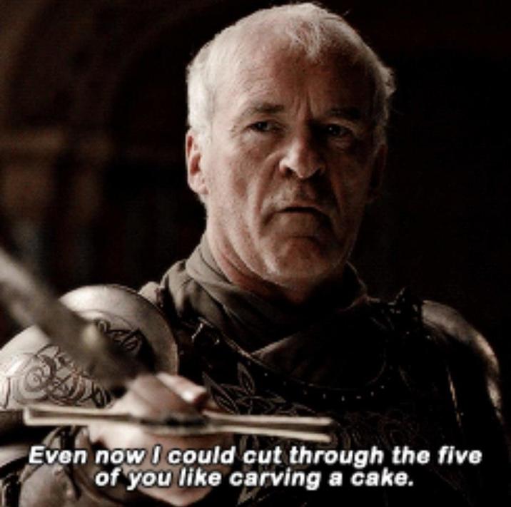 Even now I could cut through the five of you like carving a cake.