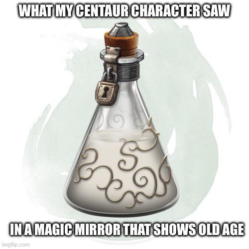 WHAT MY CENTAUR CHARACTER SAW IN A MAGIC MIRROR THAT SHOWS OLD AGE imgflip.com