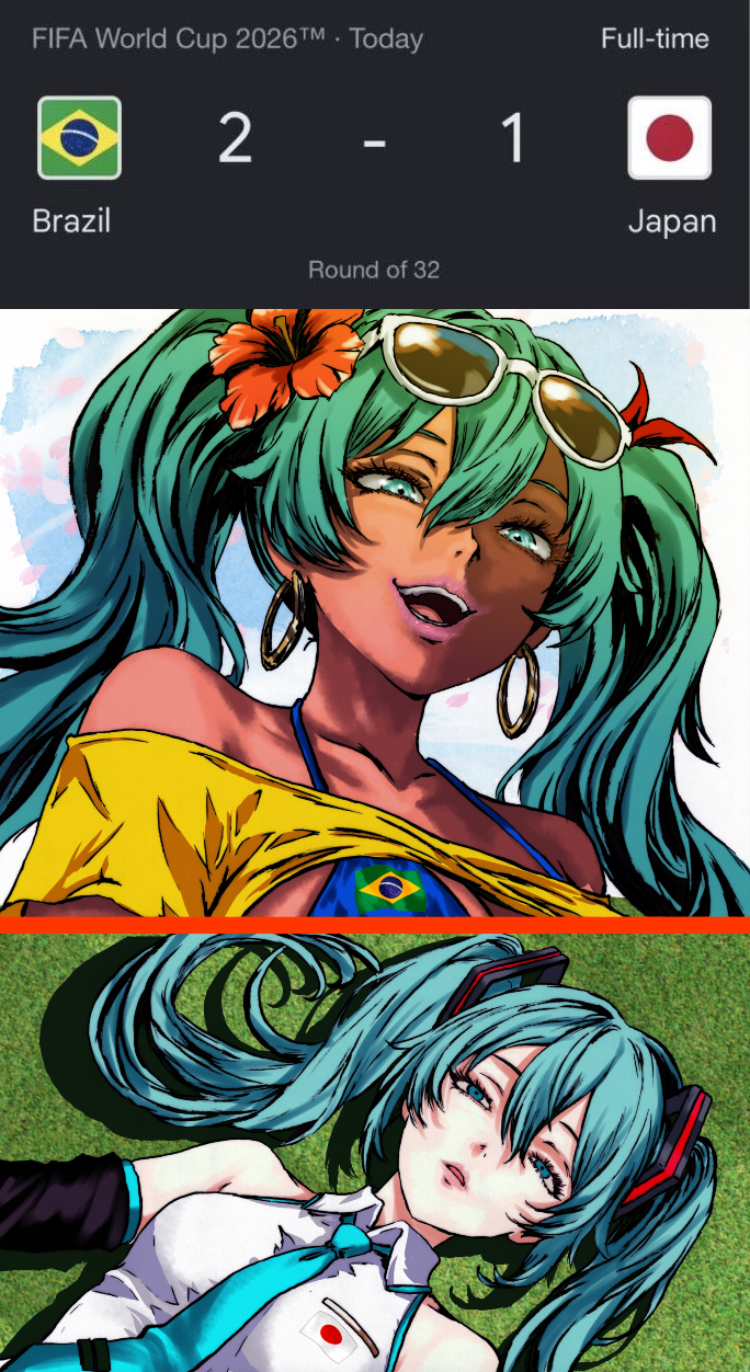 . FIFA World Cup 2026 TM Today 2 - - 1 Brazil Round of 32 Full-time Japan