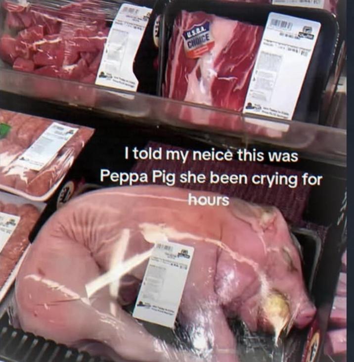 U.S.D.A. CHOICE I told my neice this was Peppa Pig she been crying for hours