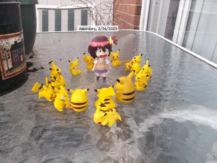 Lu’s never been around this many pikachu at the same time. It was a lot to take in. 