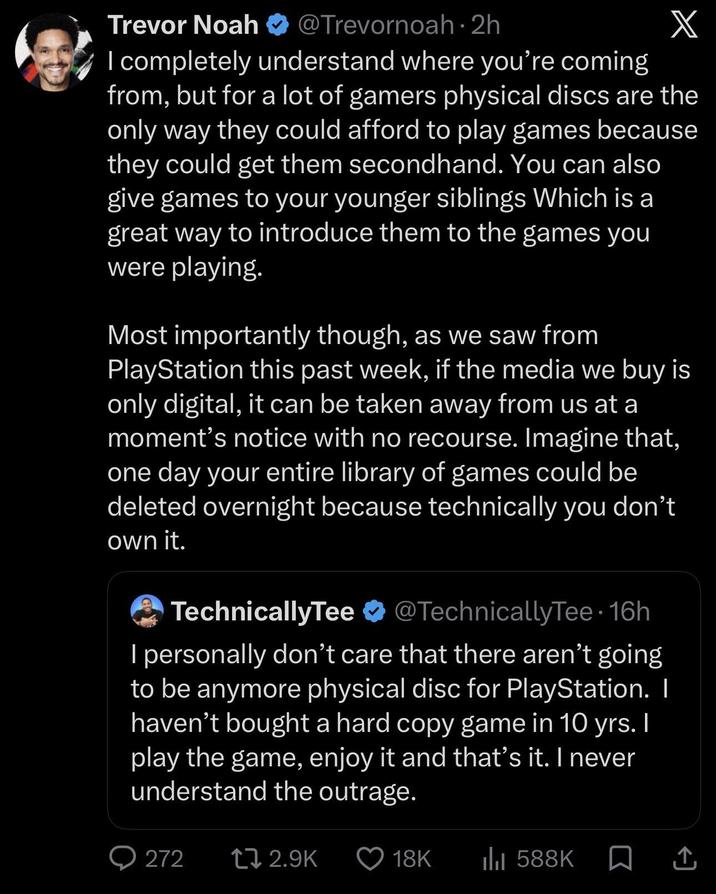"This comes right after Sony deleted movies from people's library like, you don't even need a picture, it's already happening. "