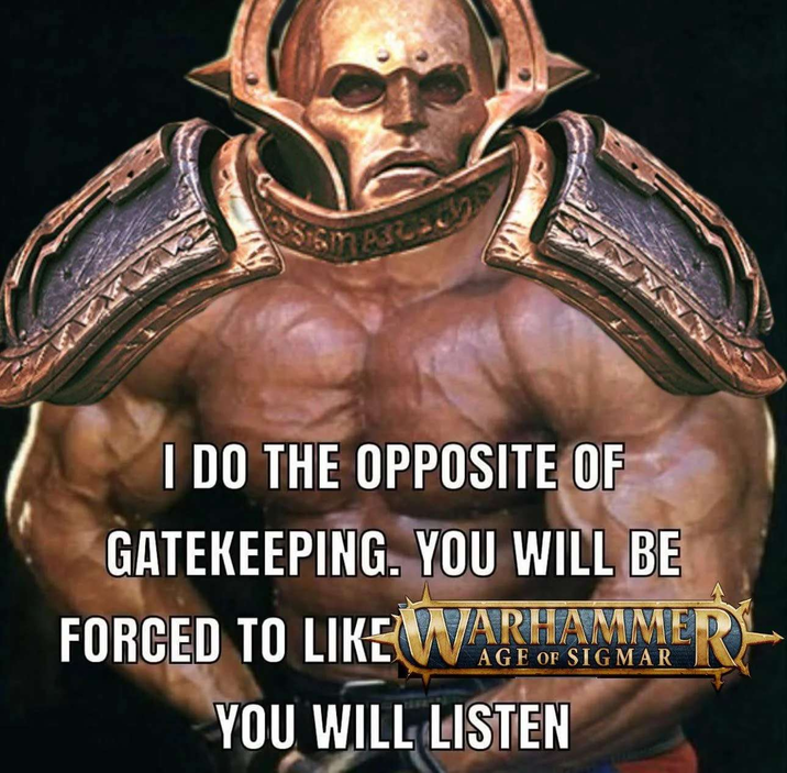 I DO THE OPPOSITE OF GATEKEEPING. YOU WILL BE FORCED TO LIKE WARHAMMER AGE OF SIGMAR YOU WILL LISTEN
