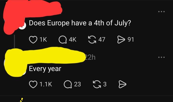 Does Europe have a 4th of July? 1K Q4K 4791 22h Every year 1.1K 23 65 3
