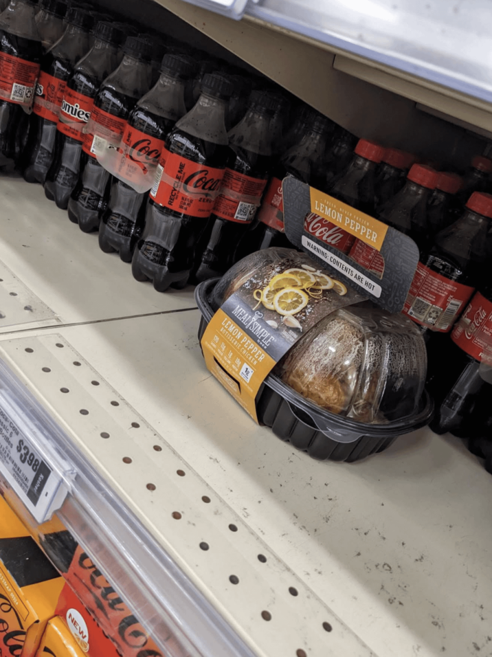 mies Coc RECY E ME Coca 1.S FLOR CL06 P 500 ZERO -TWEEN NEVER FROZEN. LEMON PEPPER Cola WARNING: CONTENTS ARE HOT oca-Cola ssic 6 Bottles $398 MEAL SIMPLE LEMON PEPPER 170 118 18 18 18 ROTISSERIE CHICKEN SERVING Kosher 25MAF 05324 NEW Coca-Cola 1811) Bottle Calories 20 REC