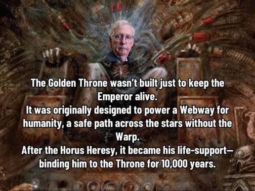 The Golden Throne wasn't built just to keep the Emperor alive. It was originally designed to power a Webway for humanity, a safe path across the stars without the Warp. After the Horus Heresy, it became his life-support- binding him to the Throne for 10,000 years.