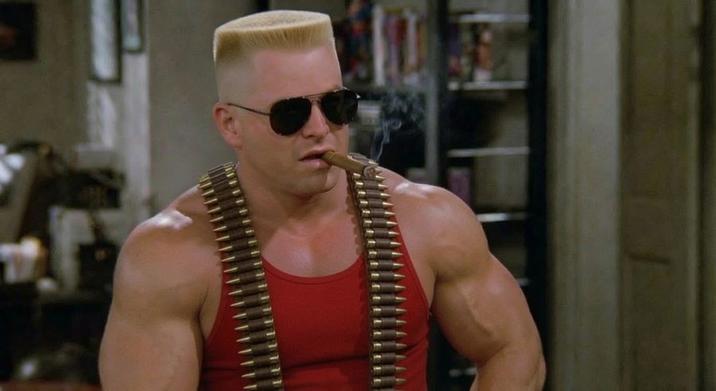 An AI edit of George Costanza. He is depicted as Duke Nukem.
